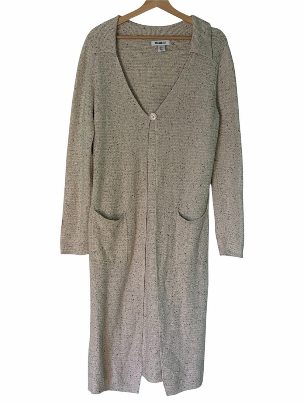 Long Cream/Grey Knit Cardigan